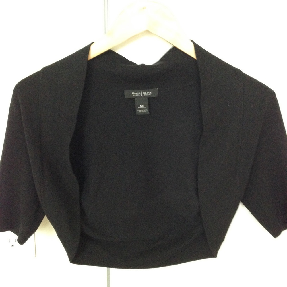 White House Black Market Black Cropped Open-Front Jacket